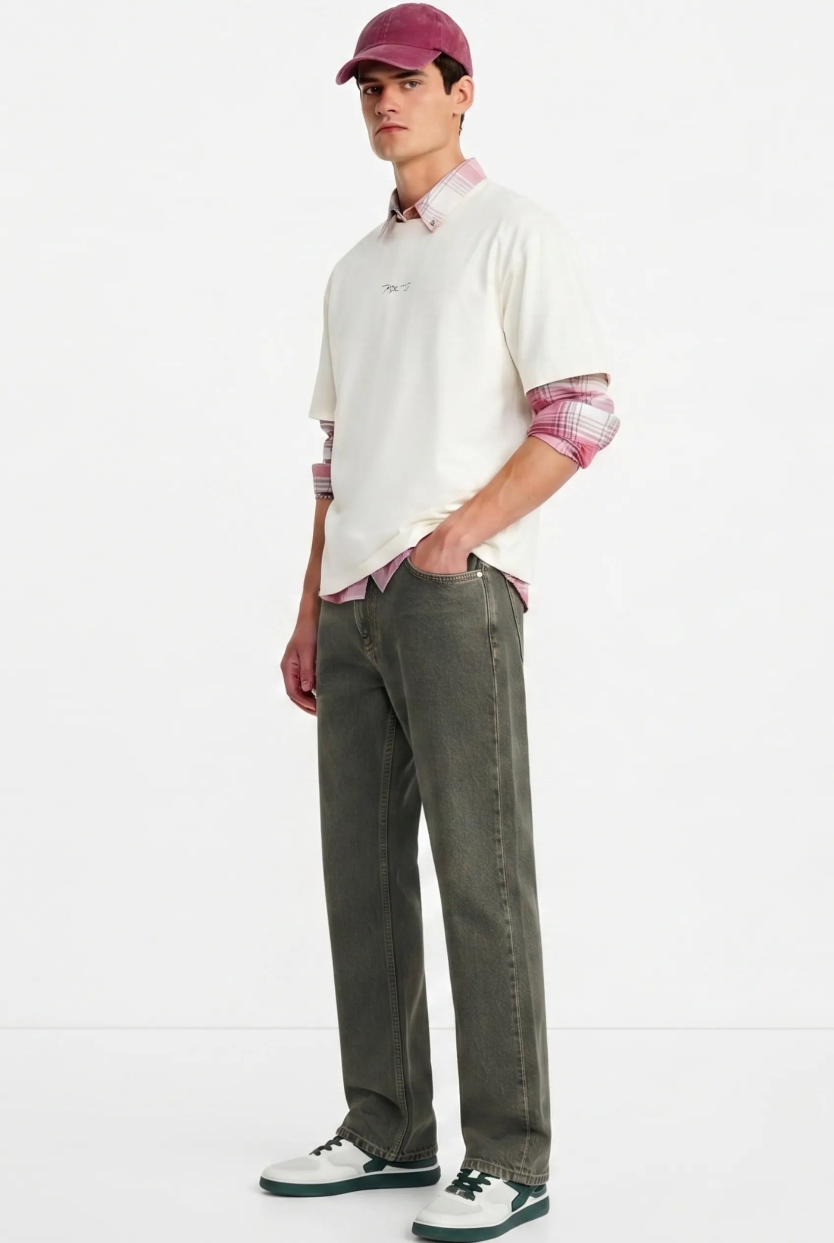 Color Hunt Men's Straight Fit Olive Green Jeans
