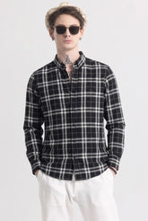 Color Hunt Men's Black White Checked Casual Shirt