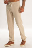 Color Hunt Men's Beige Full Length Tappered Fit Linen Trouser