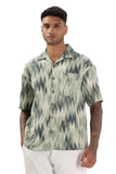 Color Hunt Men's Green Half Sleeve Oversize Oversize Shirt