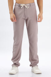 Purple Tapered Fit Linen Trouser for Men - Color Hunt