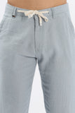 Color Hunt Men's Sky Blue Full Length Tappered Fit Linen Trouser