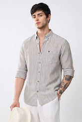 COLOR HUNT Men's Grey Stripe Casual Shirt | Full Sleeve Regular Fit