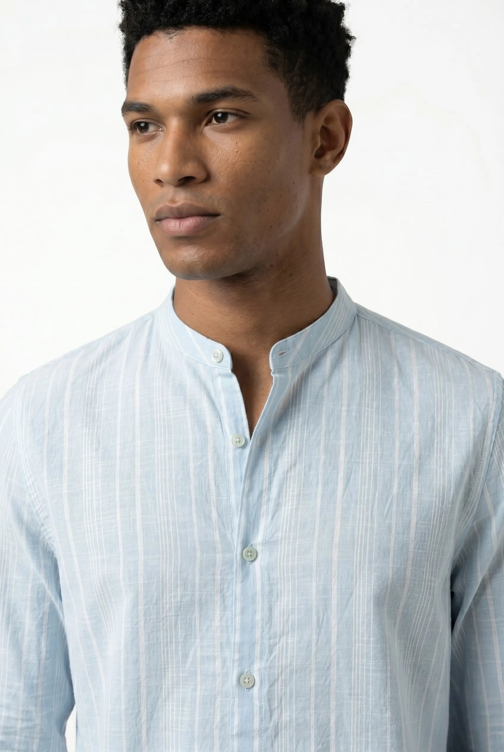 Color Hunt Men's Ice Blue Striped Casual Shirt