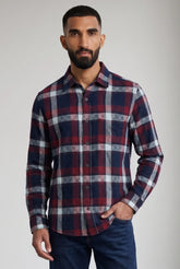 Color Hunt Men's Navy Maroon Checkered Casual Shirt