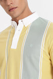 Color Hunt Men's Yellow Striped Slim Fit Polo T-Shirt