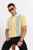 Color Hunt Men's Yellow Striped Slim Fit Polo T-Shirt