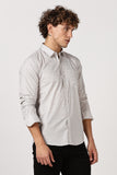 Color Hunt Men's White & Brown Full Sleeve Printed Cotton Shirt