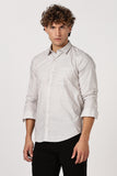 Color Hunt Men's White & Brown Full Sleeve Printed Cotton Shirt