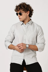Light Grey Full Sleeve Cotton Shirt for Men - Color Hunt