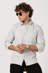 Color Hunt Men's Light Grey Full Sleeve Cotton Shirt
