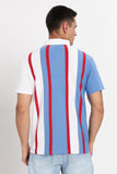 Color Hunt Men's Blue Striped Slim Fit Polo T-Shirt