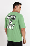 Color Hunt Men's Green Printed Oversize Pure Cotton T-Shirt