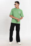 Color Hunt Men's Green Printed Oversize Pure Cotton T-Shirt
