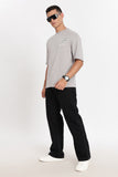 Color Hunt Men's Grey Printed Oversize Pure Cotton Half Sleeve T-Shirt