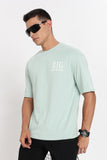 Color Hunt Men's Mint Green Printed Oversize Pure Cotton T-Shirt
