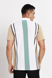 Color Hunt Men's White Striped Slim Fit Polo T-Shirt