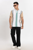Color Hunt Men's White Striped Slim Fit Polo T-Shirt