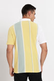 Color Hunt Men's Yellow Striped Slim Fit Polo T-Shirt