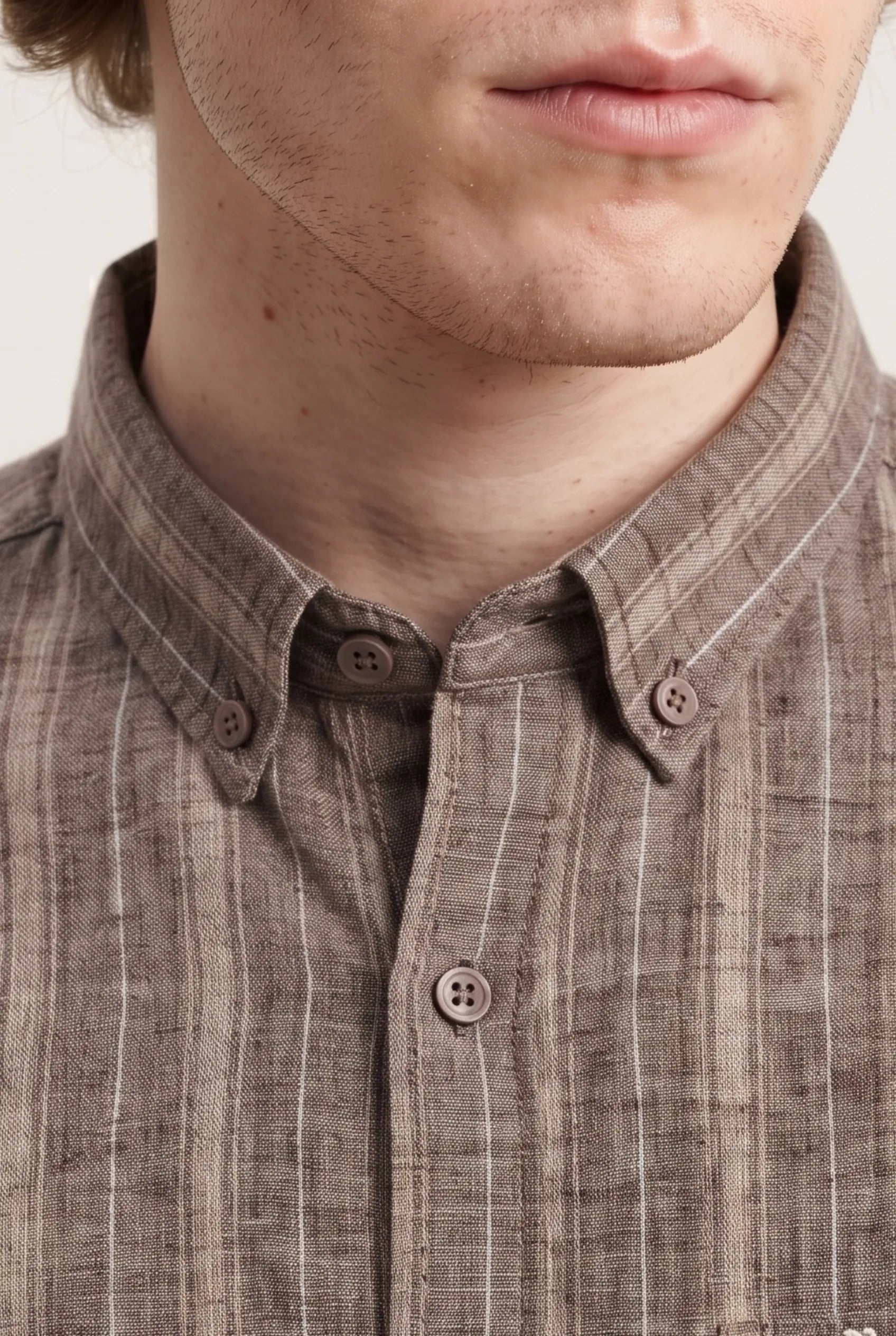 Color Hunt Men's Full Sleeve Brown Striped Cotton Shirt