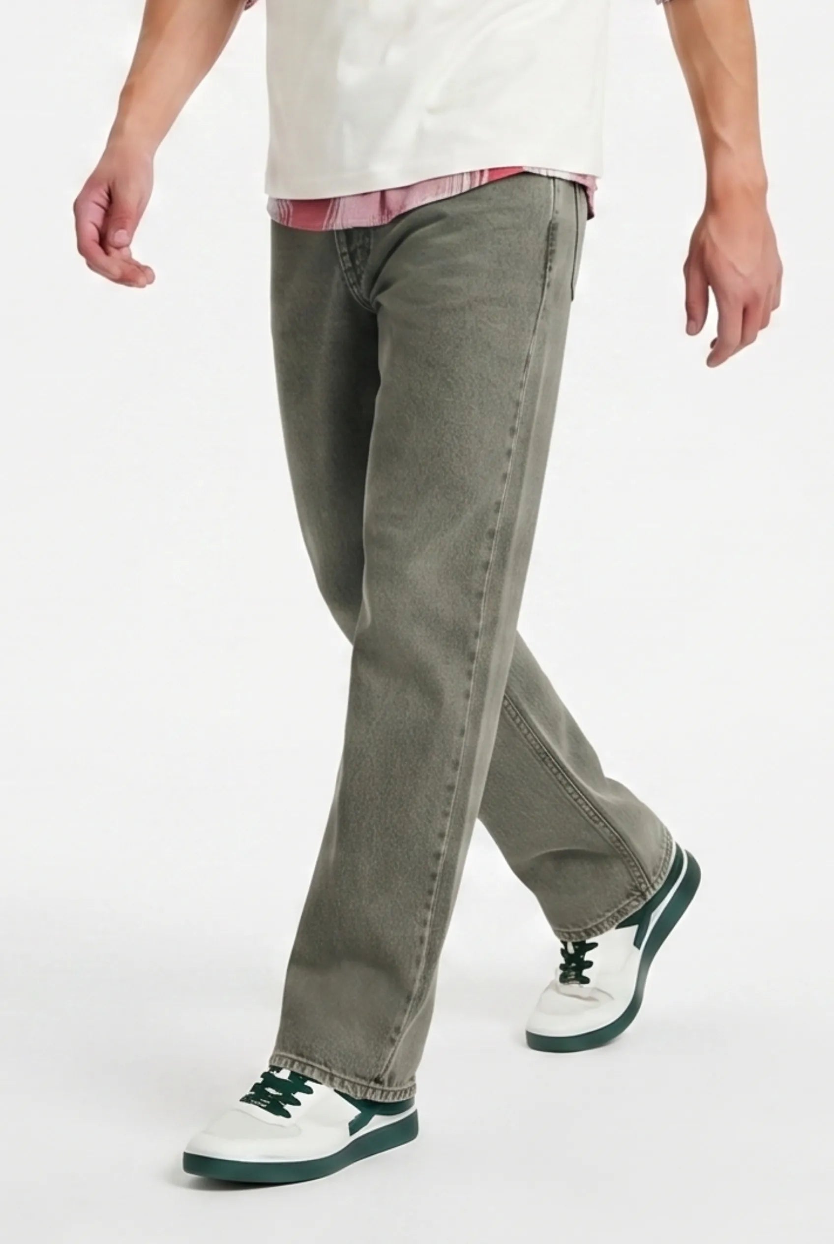 Color Hunt Men's Straight Fit Olive Green Jeans
