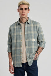 Color Hunt Men's Light Green Checkered Casual Shirt