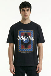 Color Hunt Men's Black Original Graphic Printed T-Shirt