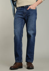 Blue Straight Fit Denim Jeans for Men - Color Hunt