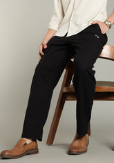 Color Hunt Straight Fit Men Black Trousers