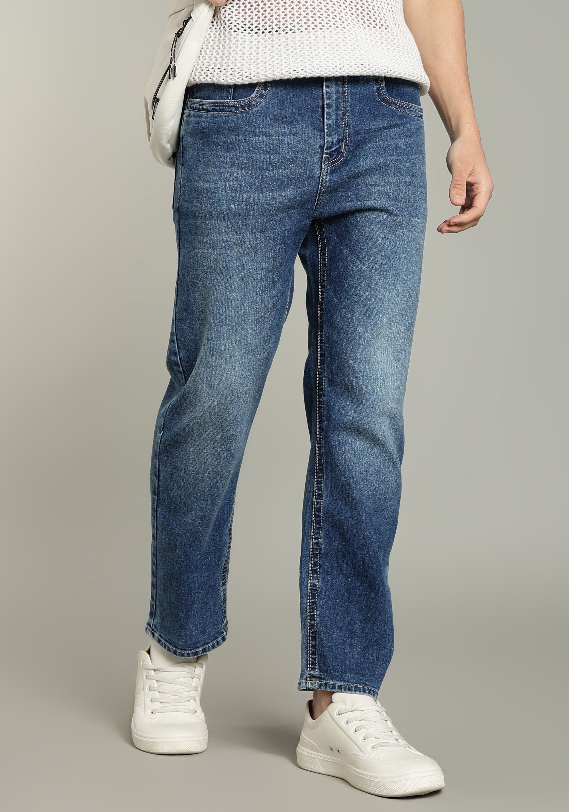 Blue Straight Fit Jeans for Men - Color Hunt