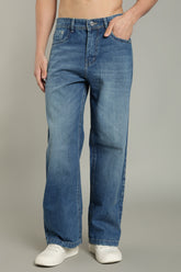 Color Hunt Men's Mid-Wash Baggy Fit Denim Jeans