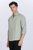 Color Hunt Men's Light Olive Full Sleeve Cotton Shirt