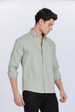 Color Hunt Men's Light Olive Full Sleeve Cotton Shirt