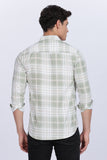 Color Hunt Men's White & Green Full Sleeve Cotton Checkered Shirt