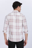 Color Hunt Men's White & Pink Full Sleeve Cotton Checks Shirt