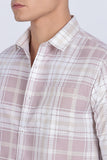 Color Hunt Men's White & Pink Full Sleeve Cotton Checks Shirt