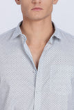 Color Hunt Men's White & Blue Printed Full Sleeve Cotton Shirt