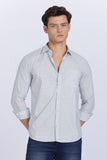 Color Hunt Men's White & Blue Printed Full Sleeve Cotton Shirt