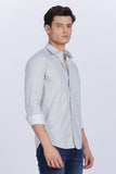 Color Hunt Men's White & Blue Printed Full Sleeve Cotton Shirt