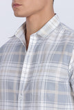 Color Hunt Men's White & Grey Full Sleeve Regular Fit Checked Shirt