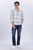 Color Hunt Men's White & Grey Full Sleeve Regular Fit Checked Shirt