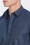 Color Hunt Men's Dark Blue Full Sleeve Printed Cotton Shirt