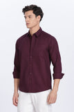 Color Hunt Men's Wine Full Sleeve Cotton Shirt - Regular Fit