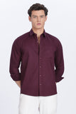 Color Hunt Men's Wine Full Sleeve Cotton Shirt - Regular Fit
