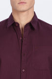 Color Hunt Men's Wine Full Sleeve Cotton Shirt - Regular Fit