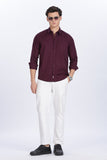 Color Hunt Men's Wine Full Sleeve Cotton Shirt - Regular Fit