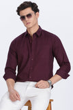 Color Hunt Men's Wine Full Sleeve Cotton Shirt - Regular Fit