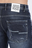 Color Hunt Men's Dark Blue Ripped Regular Fit Denim Jeans