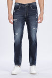 Color Hunt Men's Dark Blue Ripped Regular Fit Denim Jeans