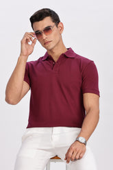 Color Hunt Men's Purple Regular Fit Polo T-Shirt